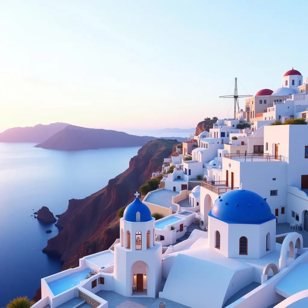 White-Washed Houses by the Sea Santorini