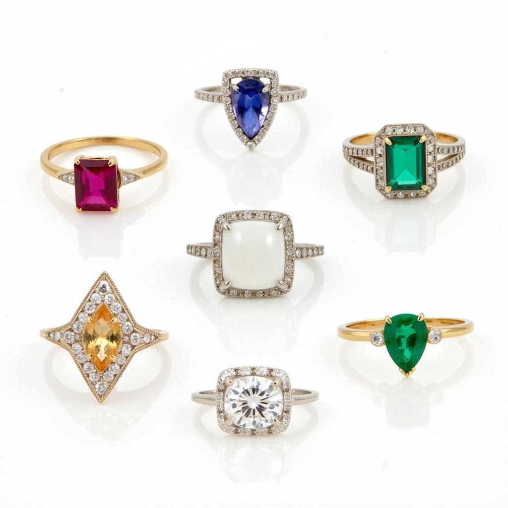 Art Deco Engagement Ring with Gemstones