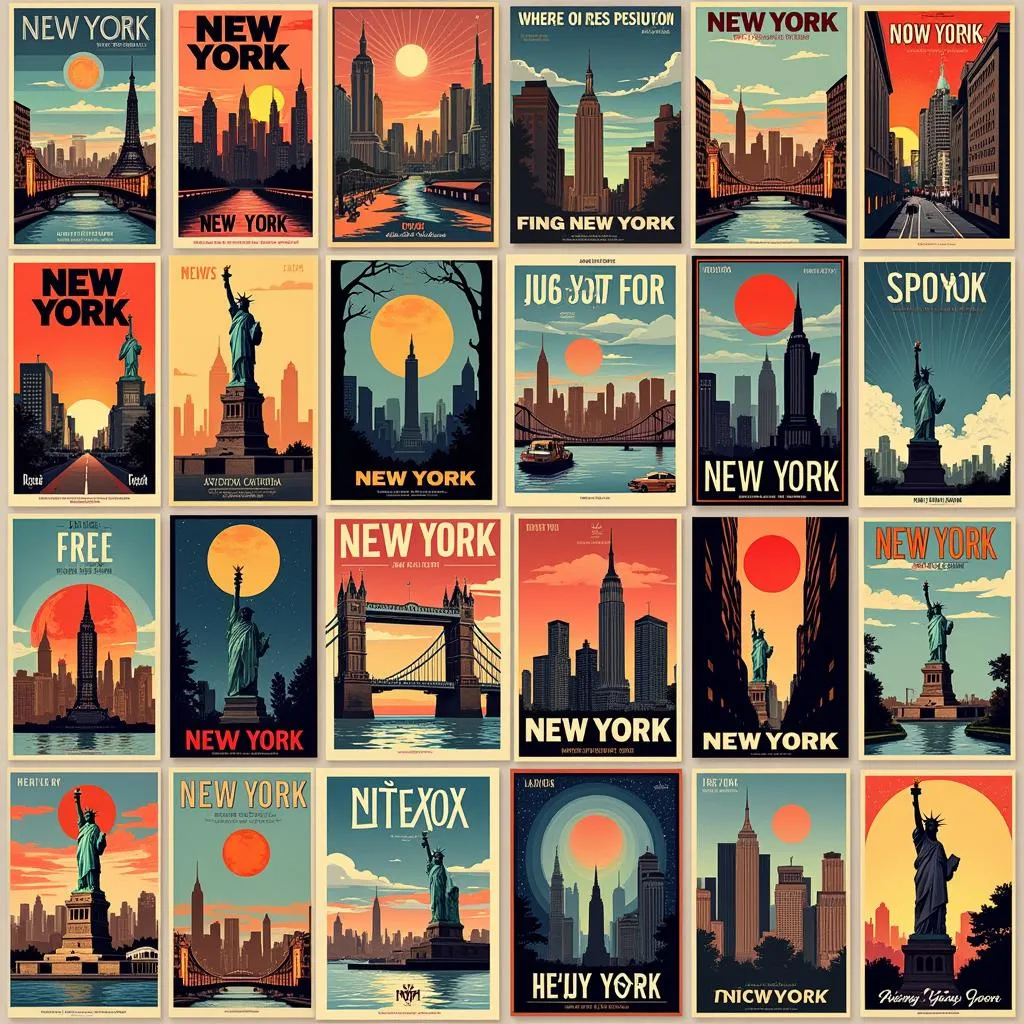 New York art posters in various styles