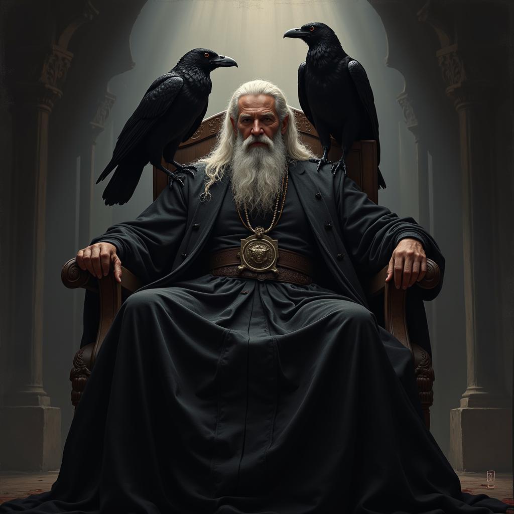 Norse Raven Digital Painting: Odin's Symbolism