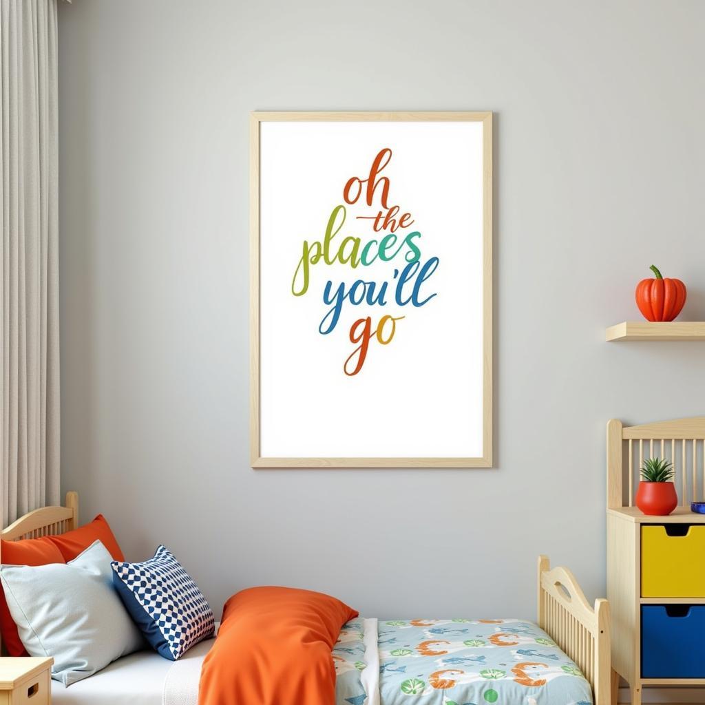 Oh the places you'll go wall art phòng ngủ trẻ em