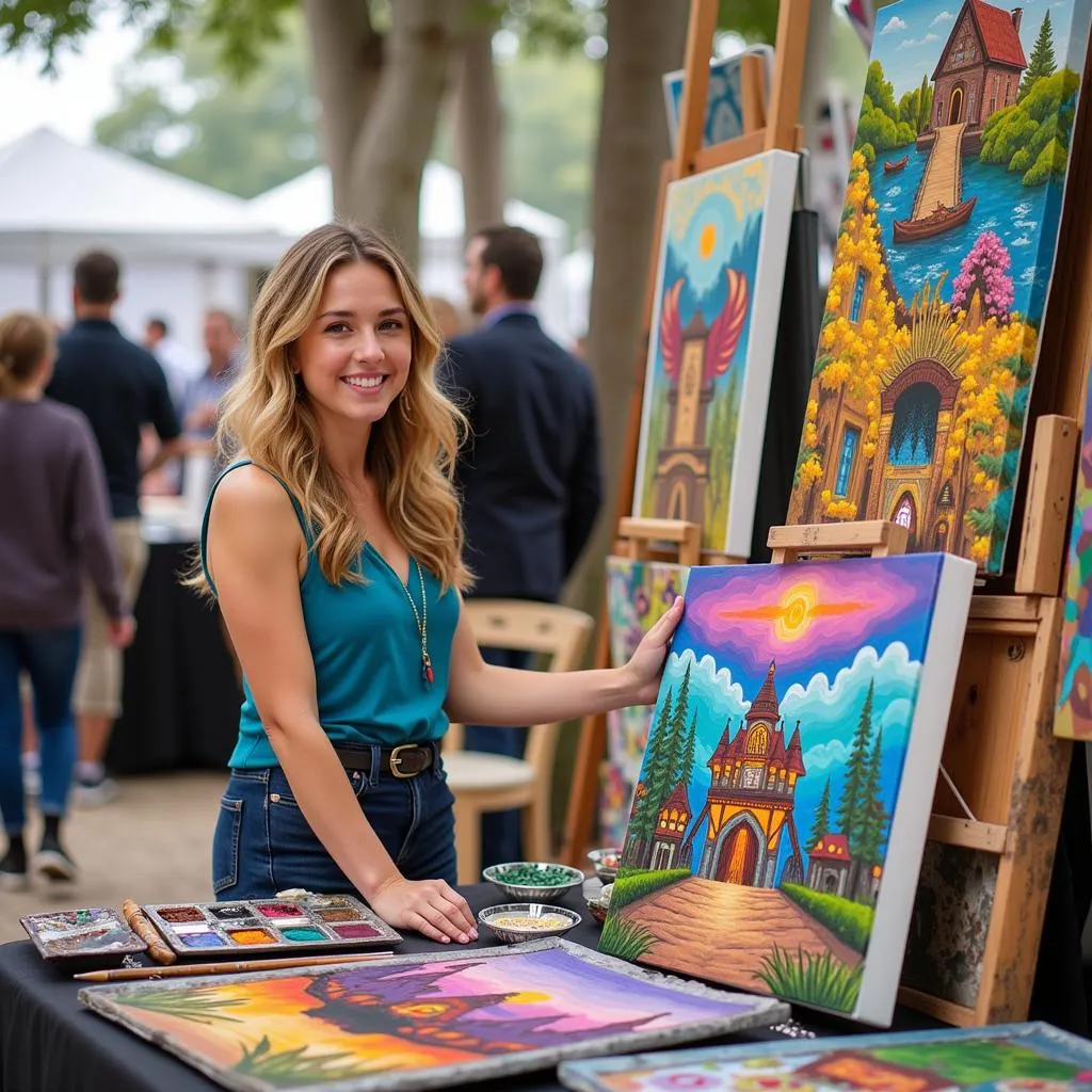 Artist Showcasing Paintings at Old 4th Ward Arts Festival