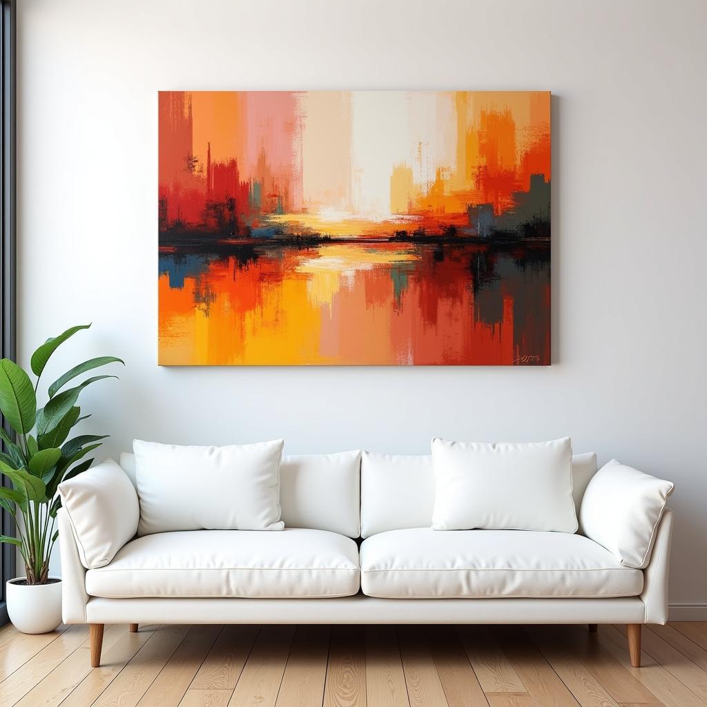 One Piece Canvas Wall Art in a Modern Living Room