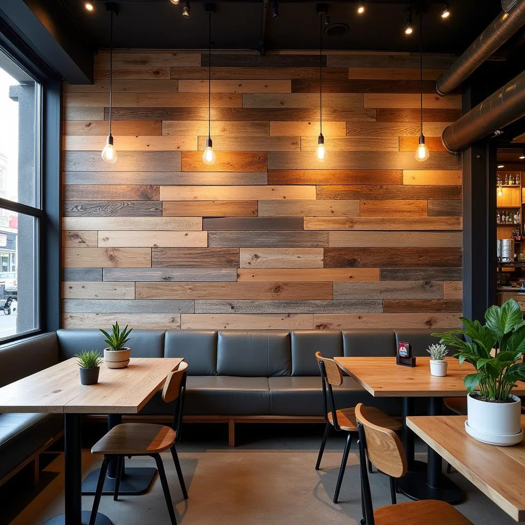 Ốp tường gỗ barnwood cho quán cafe