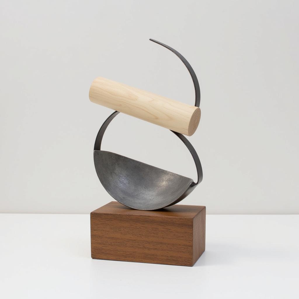 Abstract sculpture depicting the balance of opposing forces