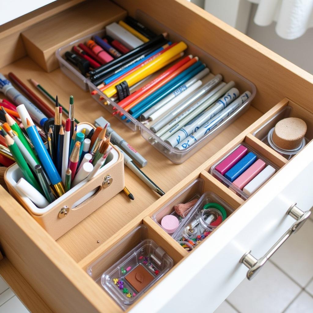 Organized Art Supply Cabinet