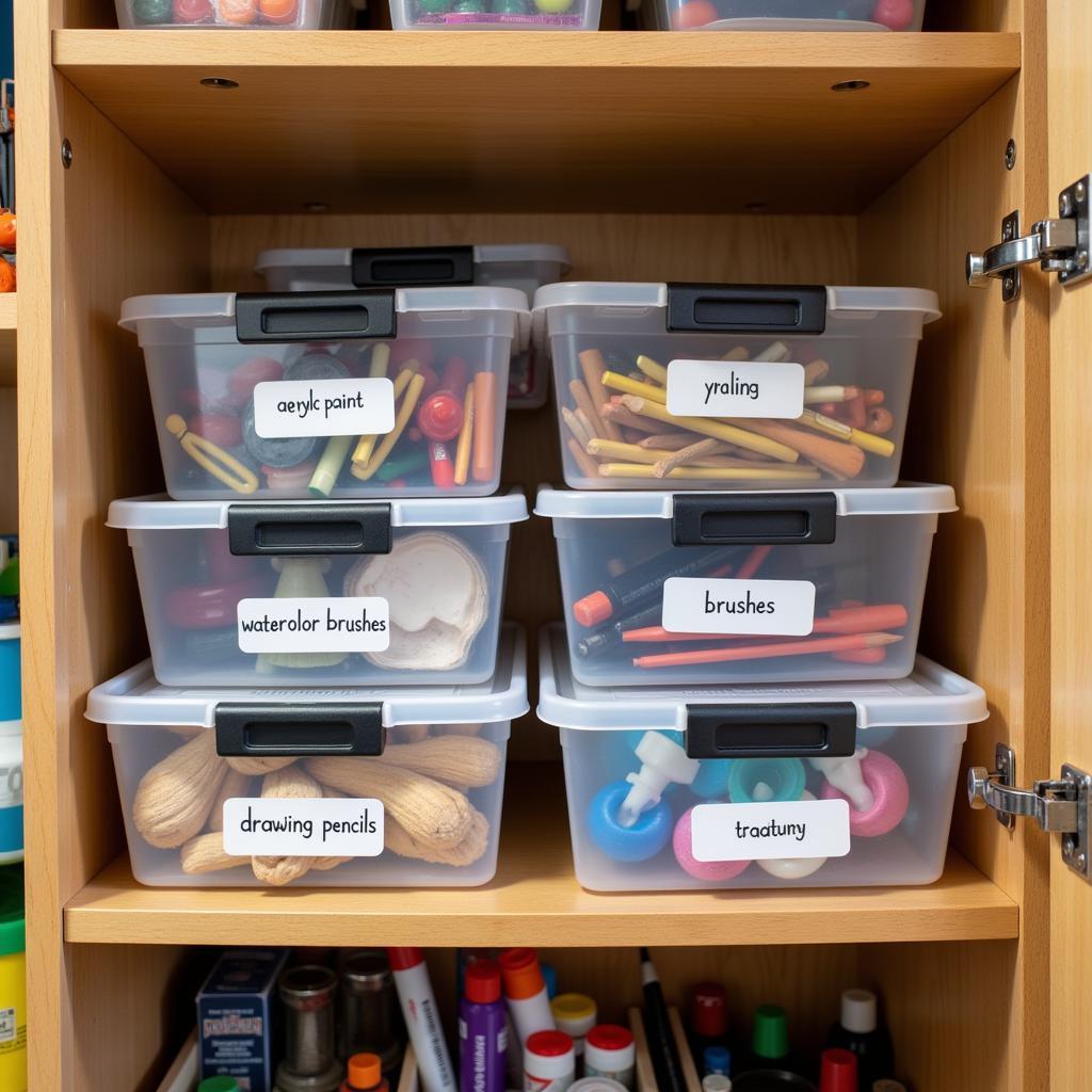 Organizing Art Supplies in Cabinets