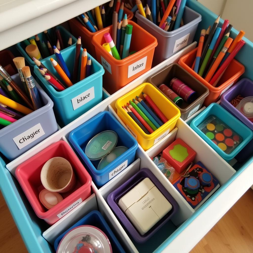 Art Supply Bin Organization