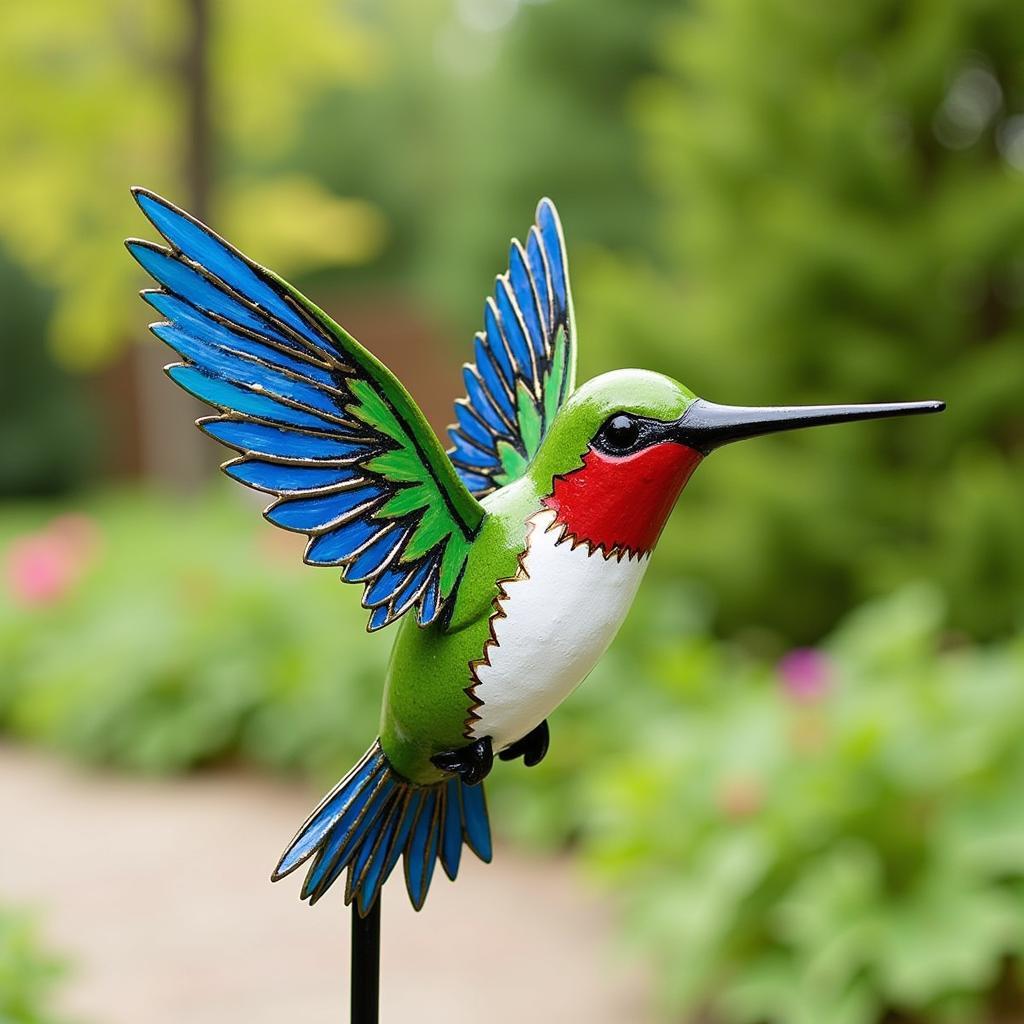 Vibrant Hummingbird Outdoor Metal Wall Art