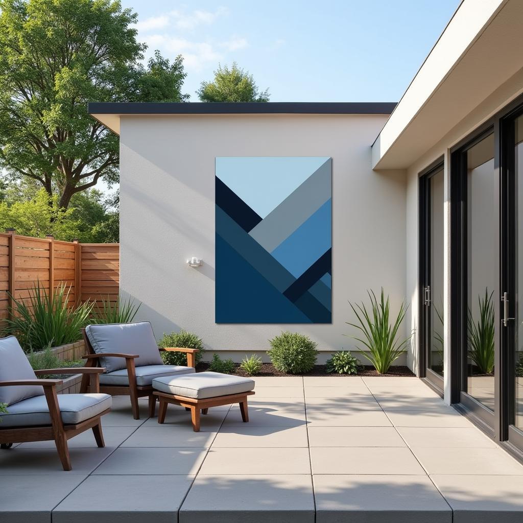 Modern Metal Wall Art on an Outdoor Patio