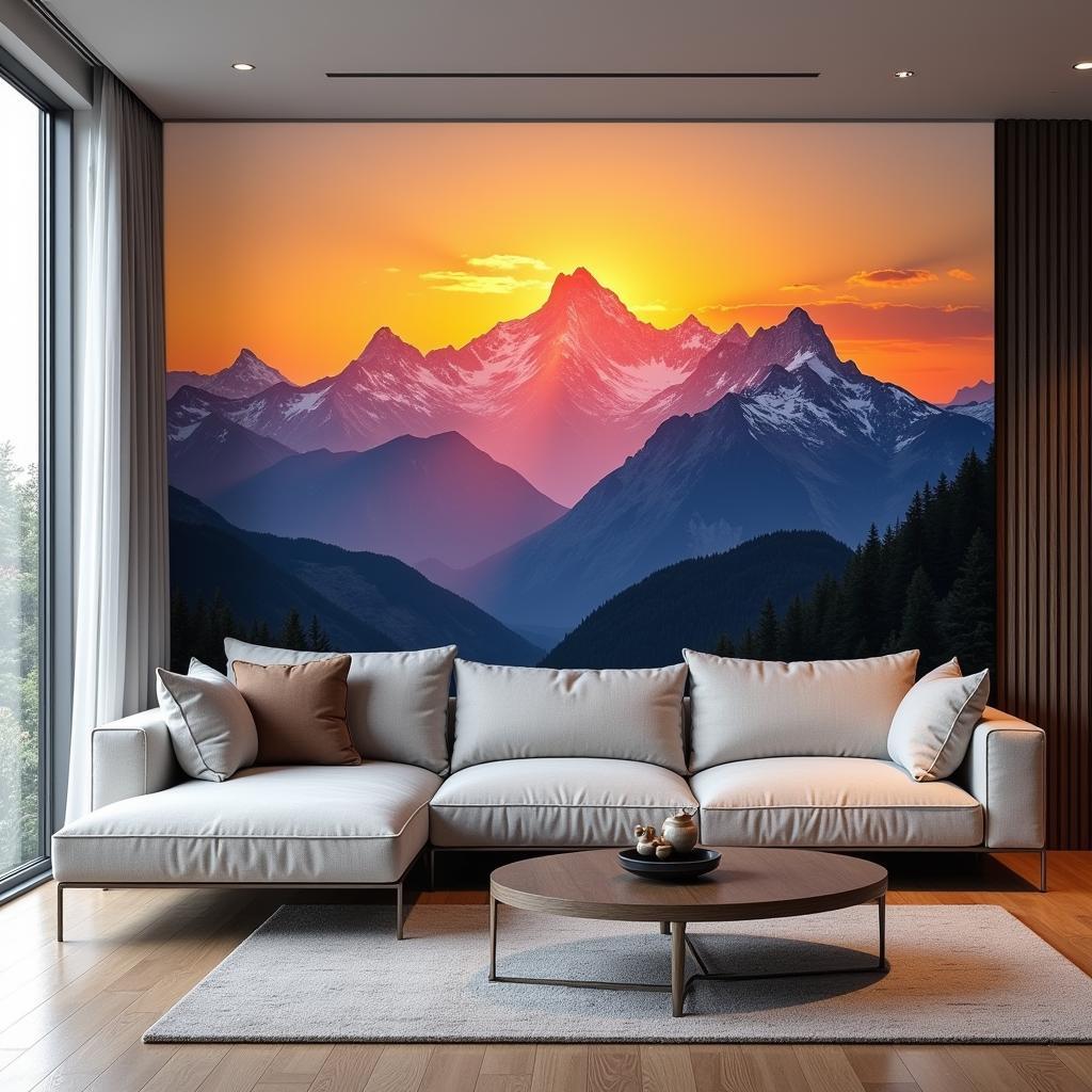 Oversized Landscape Wall Art in a Living Room