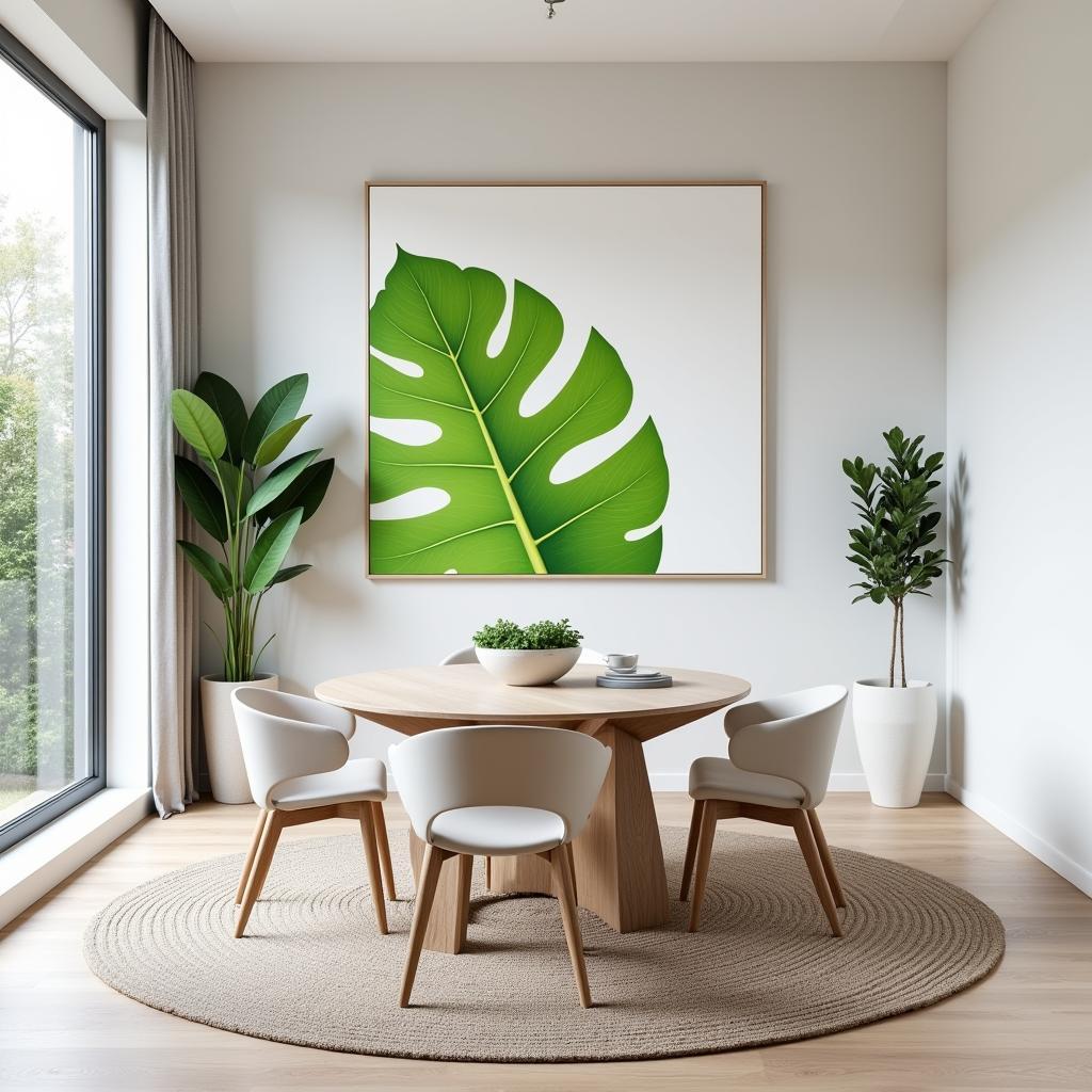 Oversized Leaf Wall Art in a Dining Room