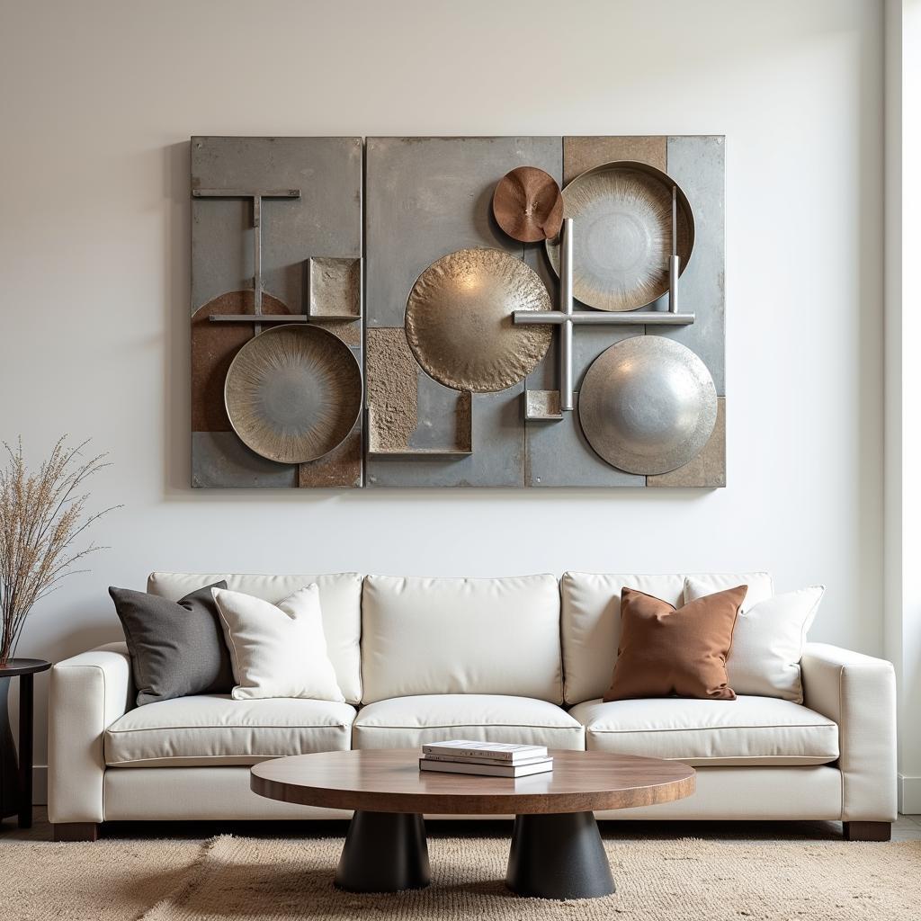 Oversized Metal Wall Art with Textured Finish