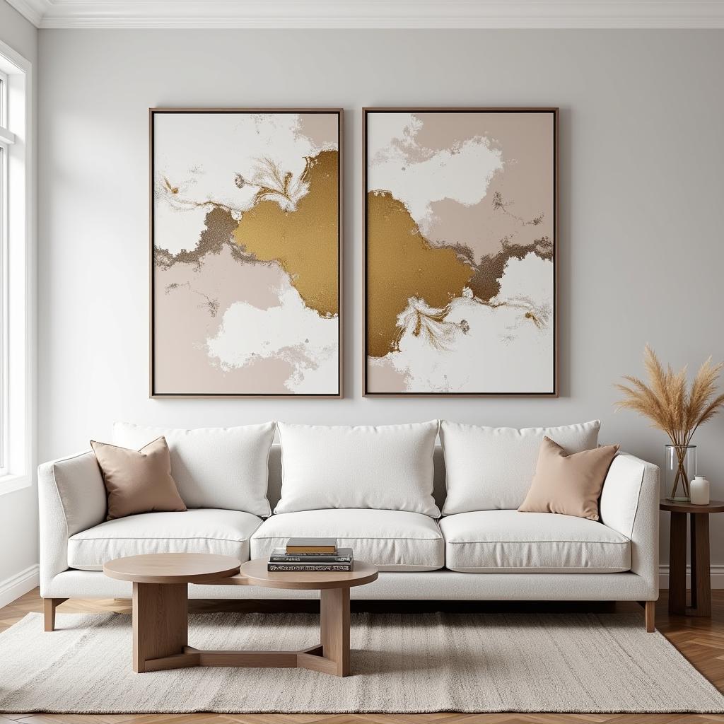 Oversized Wall Art Set in a Living Room