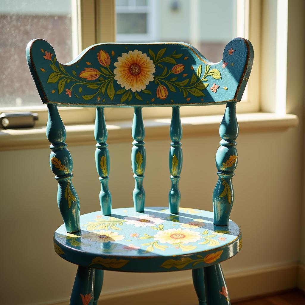 Floral Painted Chair Art Design