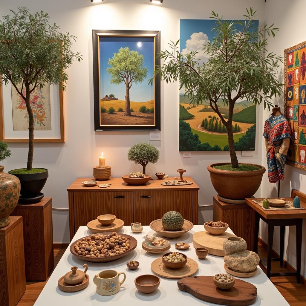 Exhibition showcasing diverse Palestinian olive tree art forms