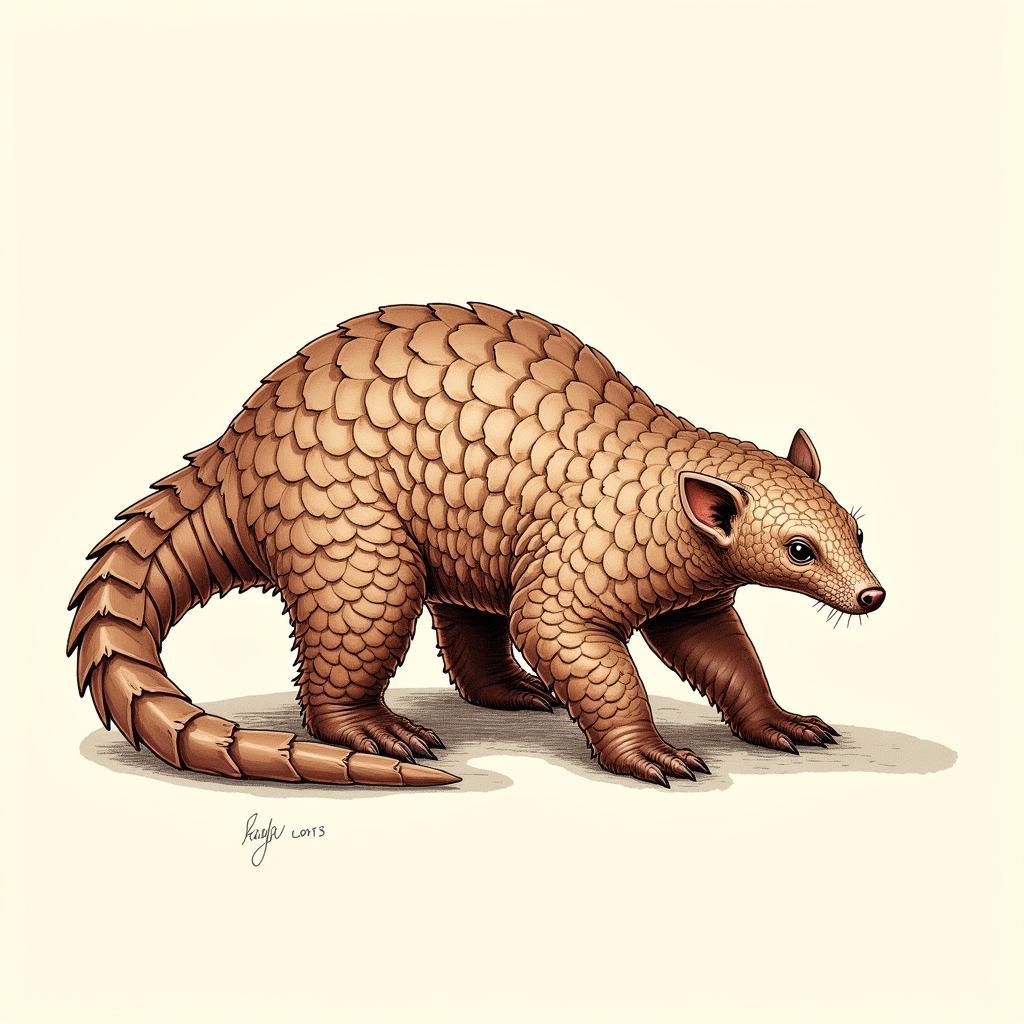 Detailed Pangolin Illustration