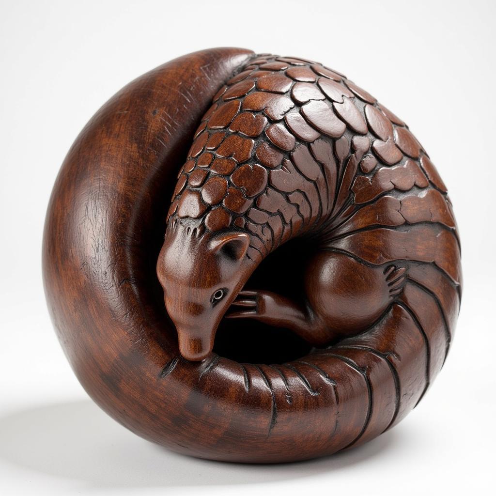 Pangolin Sculpture Carved from Wood