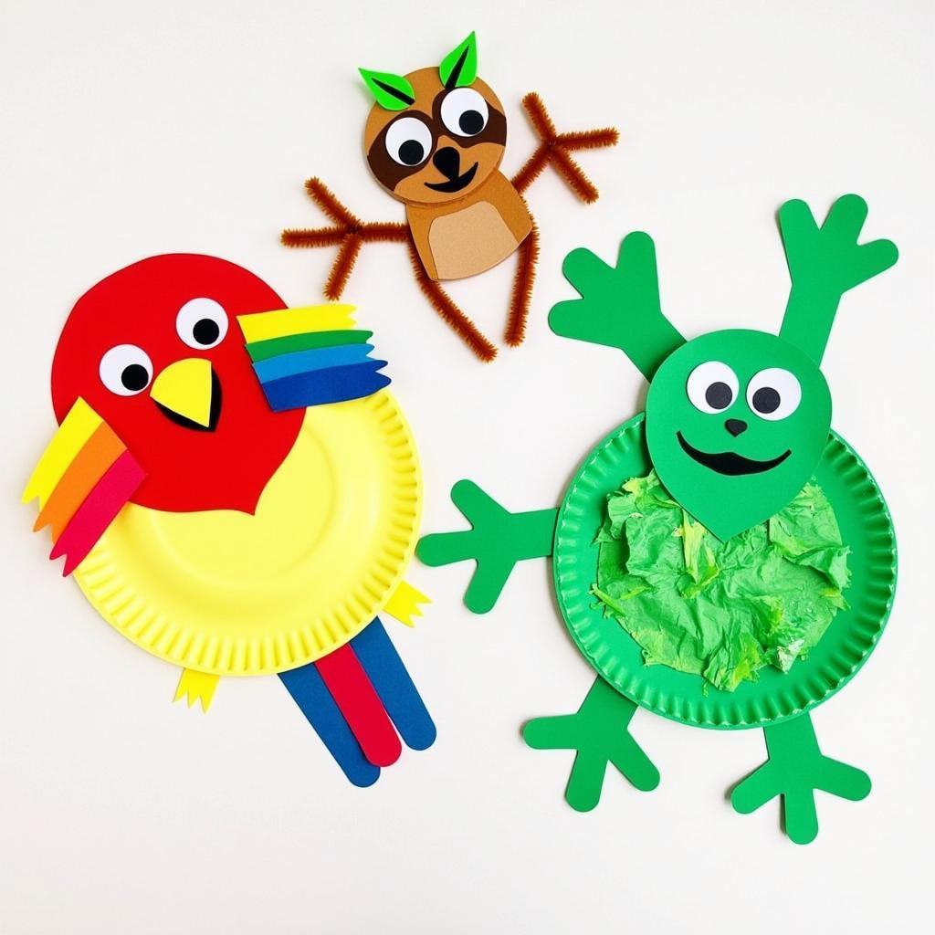 Colorful Paper Plate Rainforest Animals Kids Craft