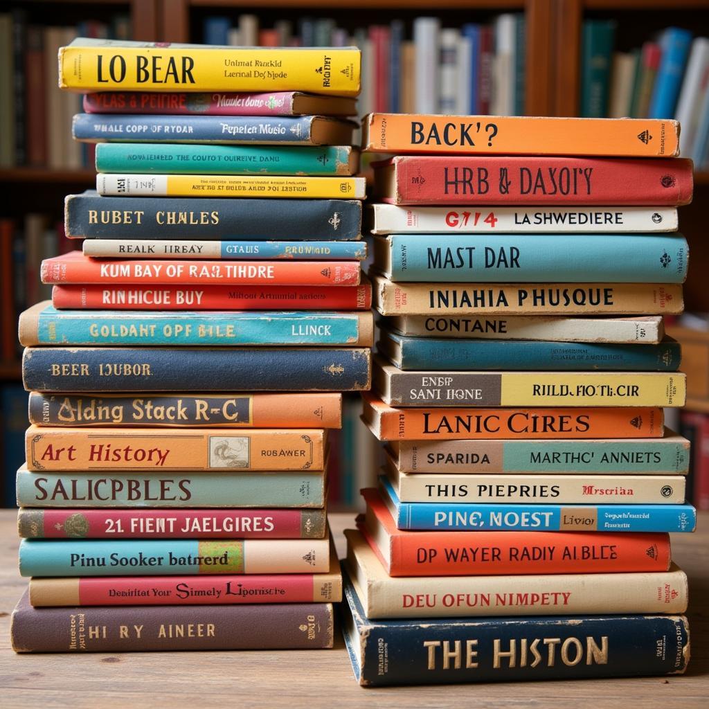 Stacks of vintage paperback books on art history