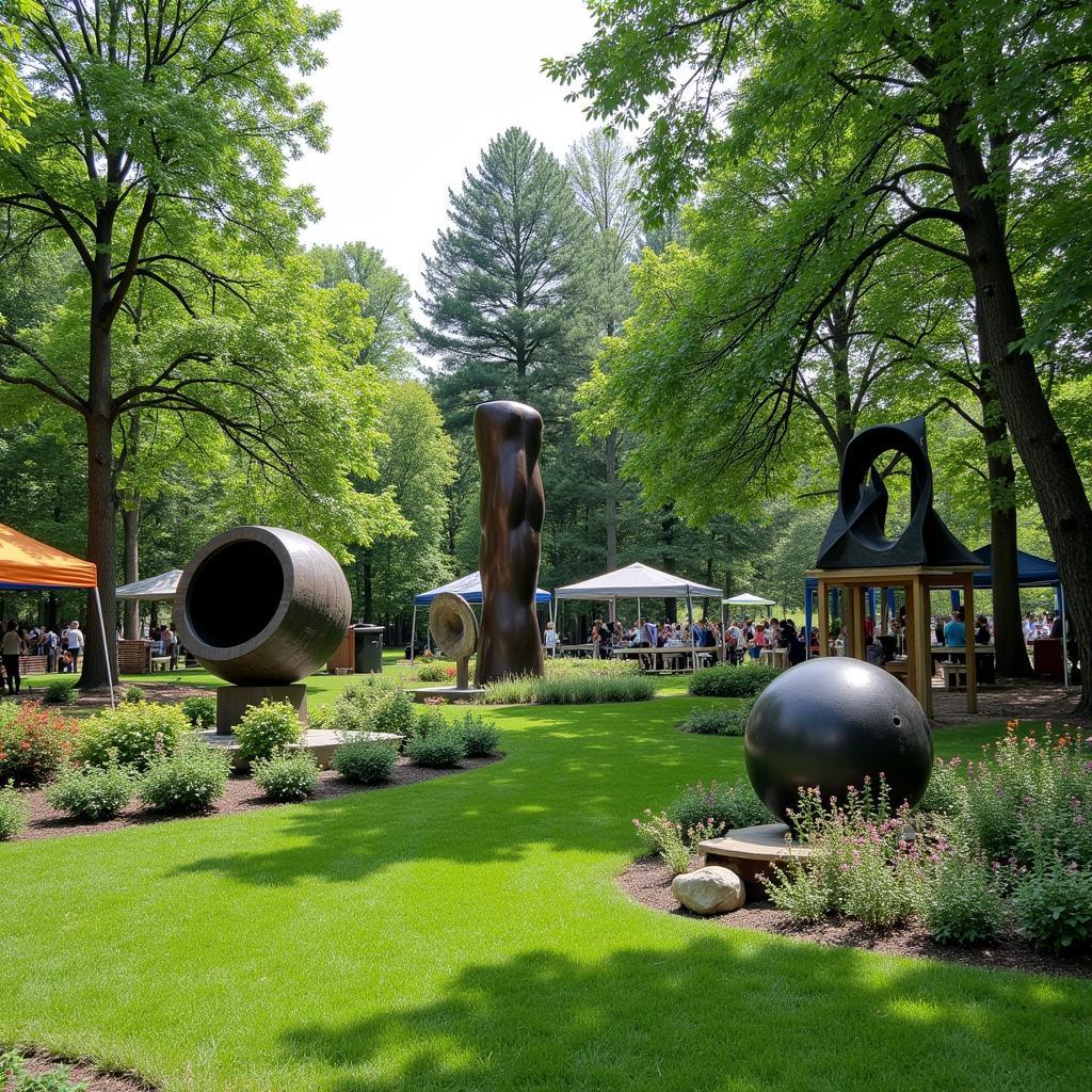 Outdoor sculpture garden at the Park Forest Art Fair