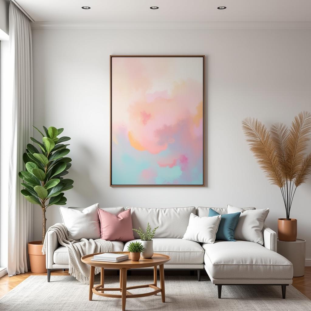 Pastel Abstract Art in Living Room