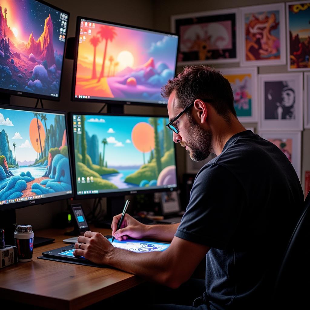 Paul Russo in his Digital Art Studio