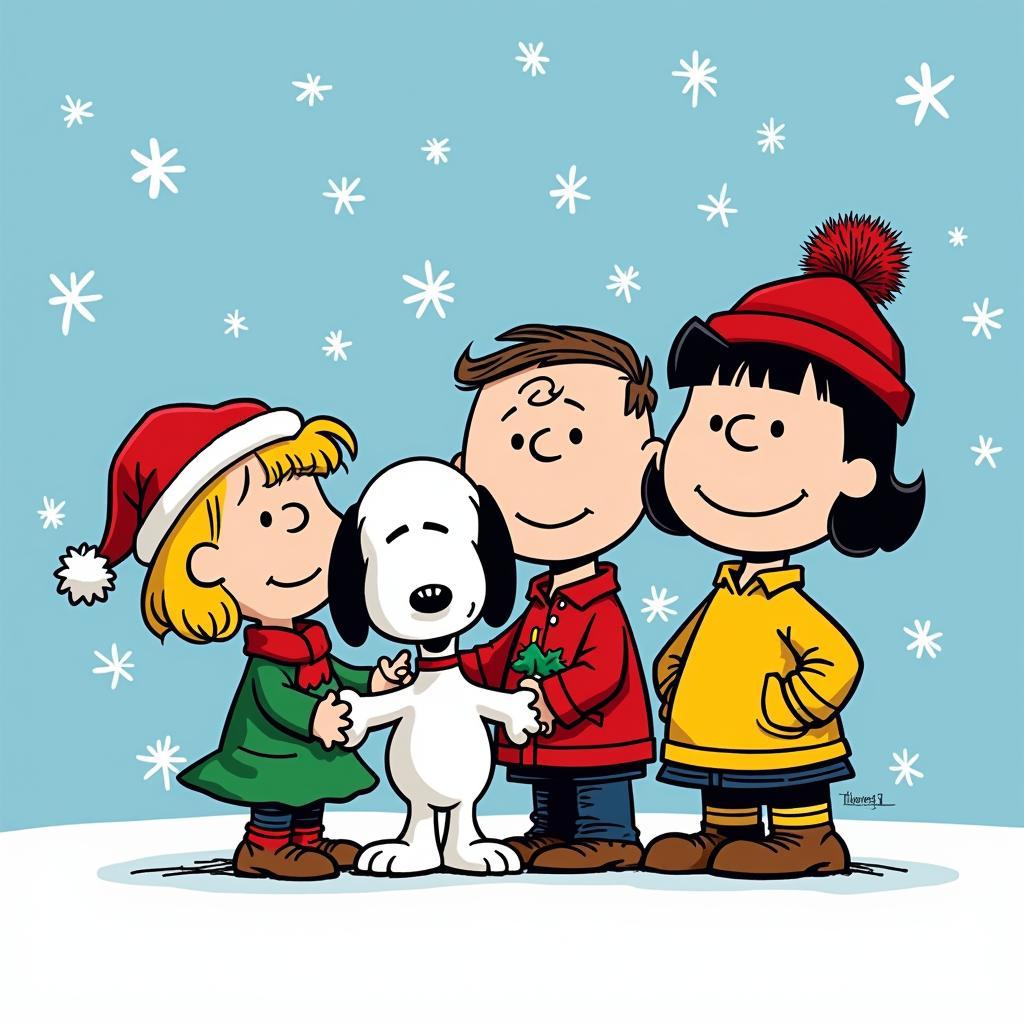 The Peanuts gang gathered for the holidays.