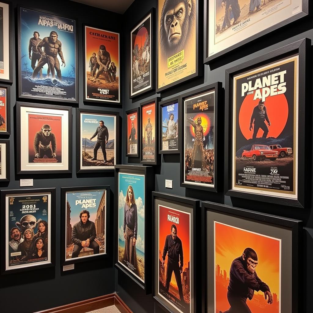 A collection of various Planet of the Apes posters throughout the years.