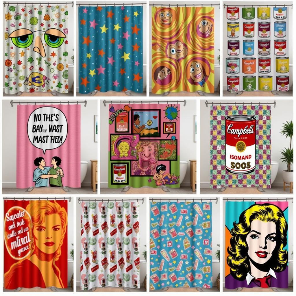 Colorful pop art shower curtain designs