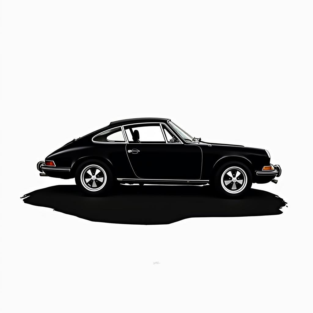 Classic Porsche 911 art print in black and white