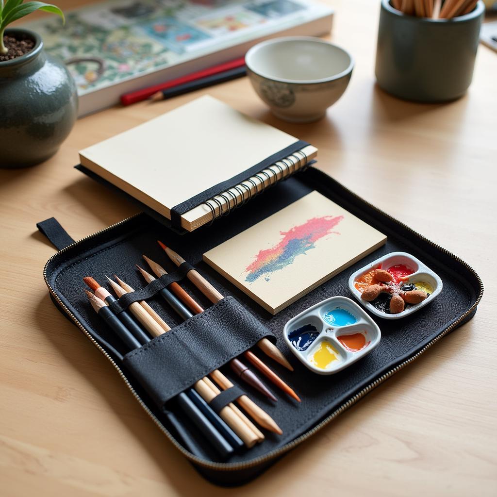 Portable Art Kit Essentials: Pencils, Brushes, and Paints