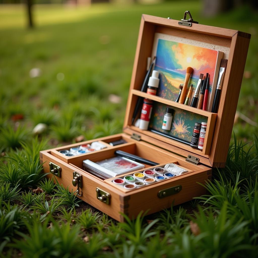 Portable Wooden Art Box for Plein Air Painting