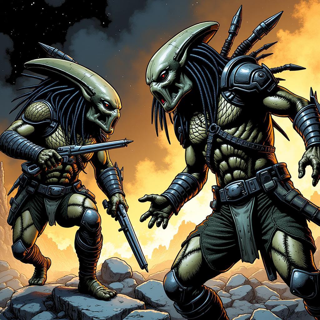 Predator vs Aliens Comic Crossover Art