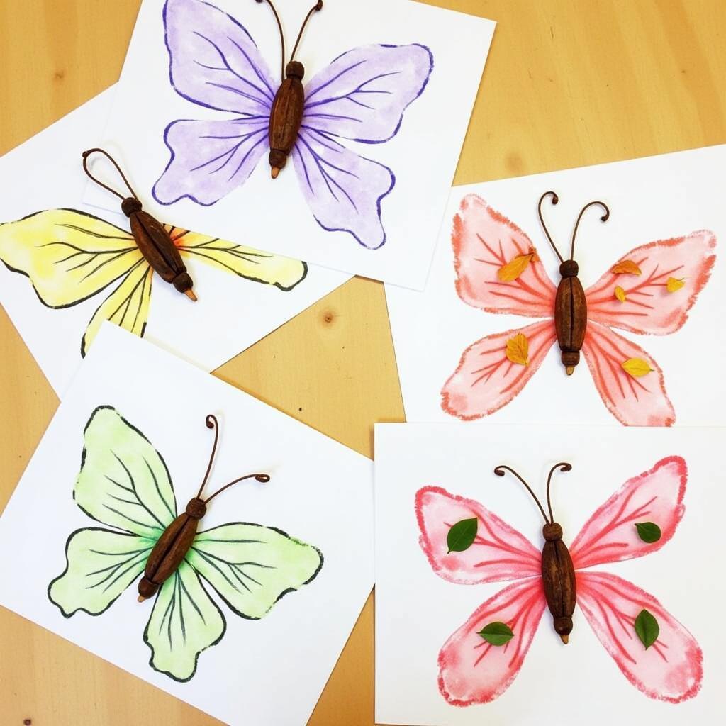 Preschool Bug Art: Butterfly Prints with Natural Materials