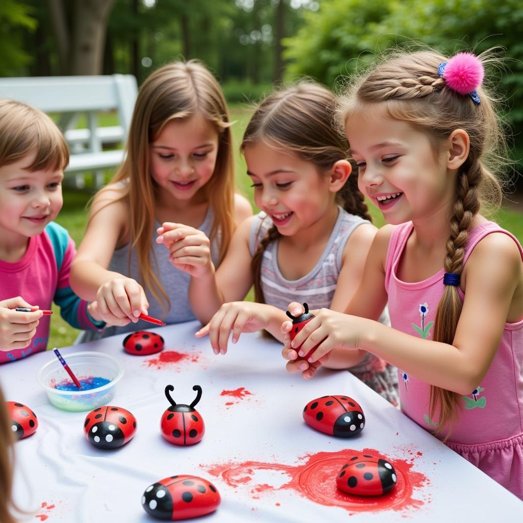 Preschool Bug Art: Ladybug Rocks Painting Activity