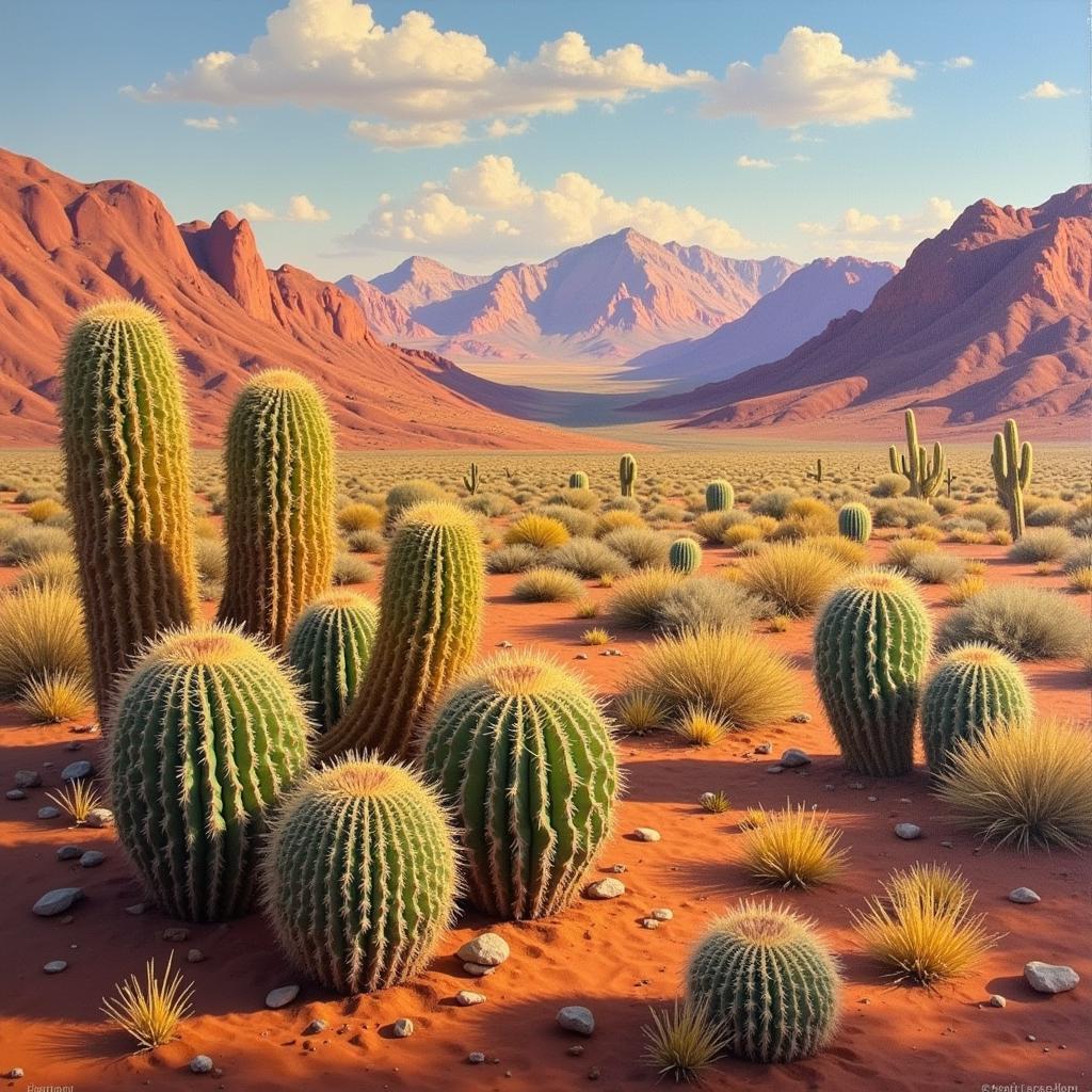 Prickly Pear Oil Painting Desert Landscape