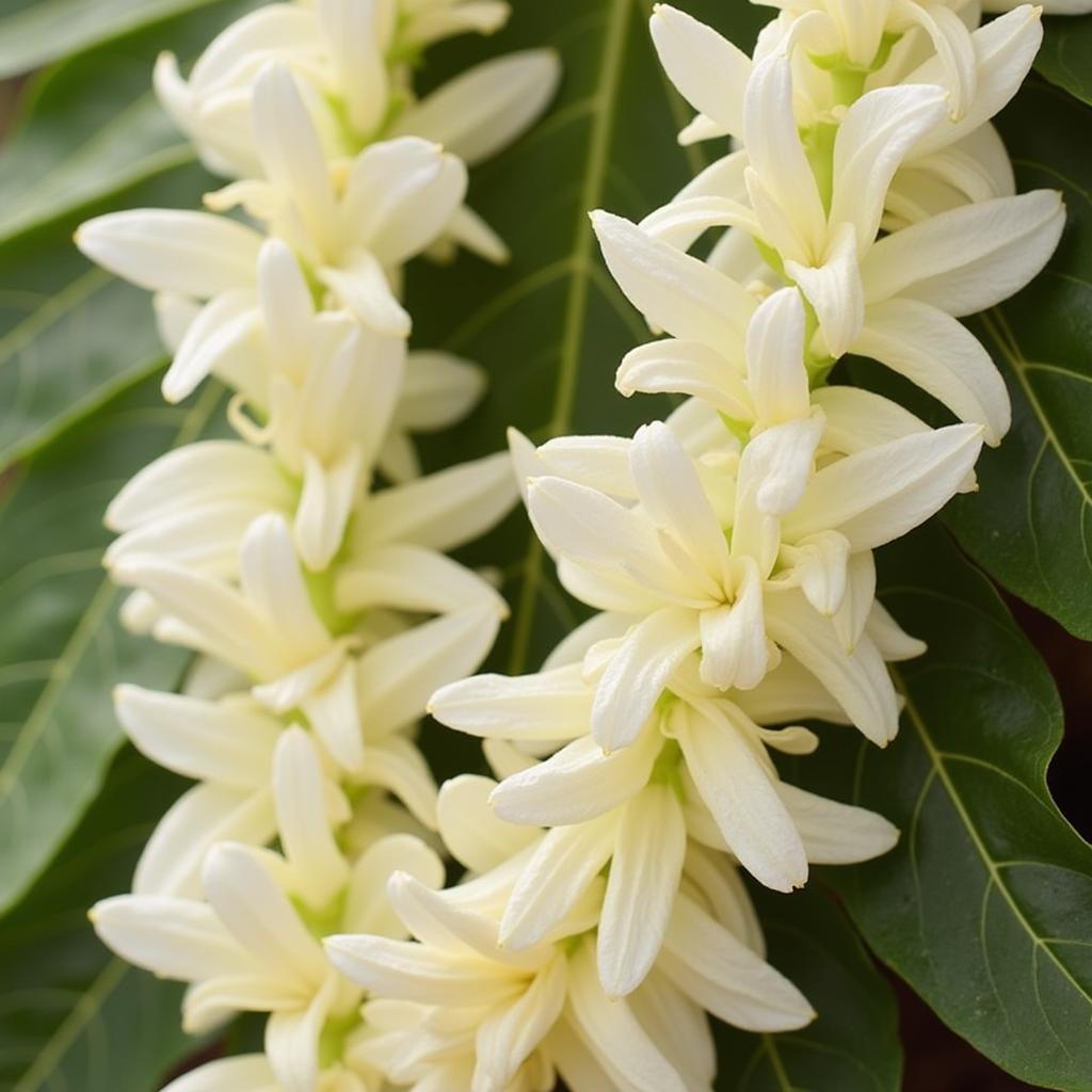 Traditional Hawaiian Lei Made from Puakenikeni Flowers