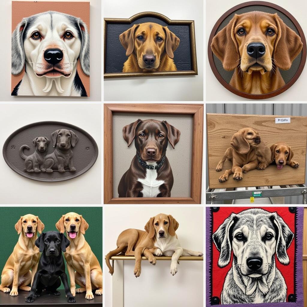 Puppy wall art in different materials