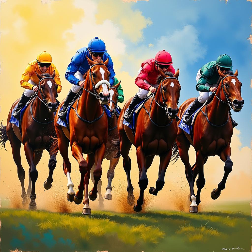 Race Horse Painting on Canvas