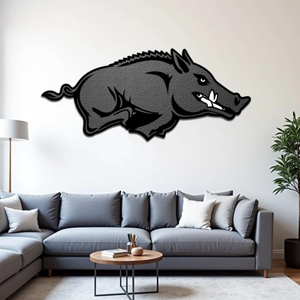 Modern Living Room with Razorback Metal Wall Art