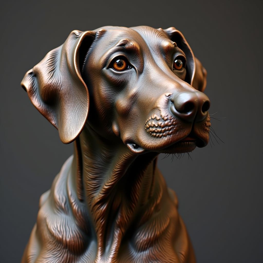 Realistic Bronze Dog Sculpture