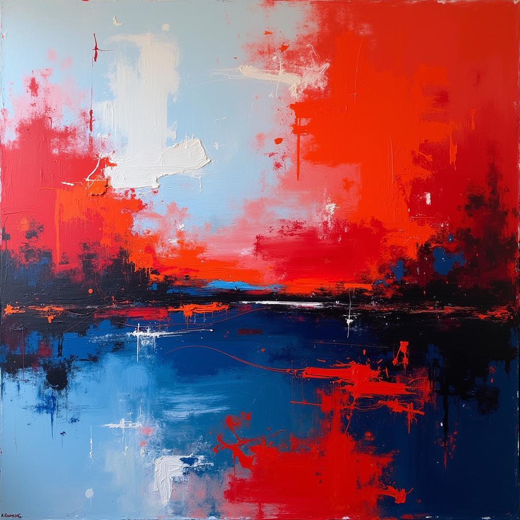 Red and Blue Abstract Painting