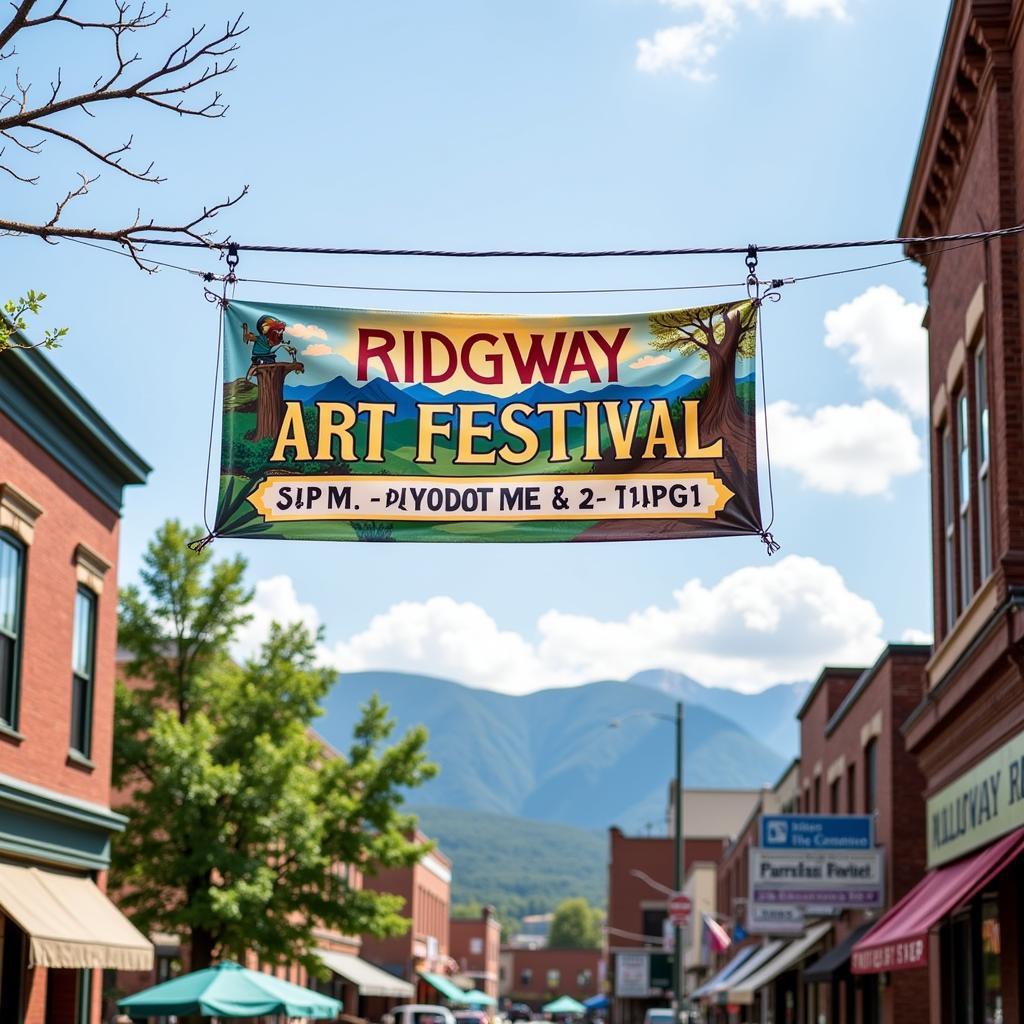 Banner announcing the date and location of the Ridgway Art Festival