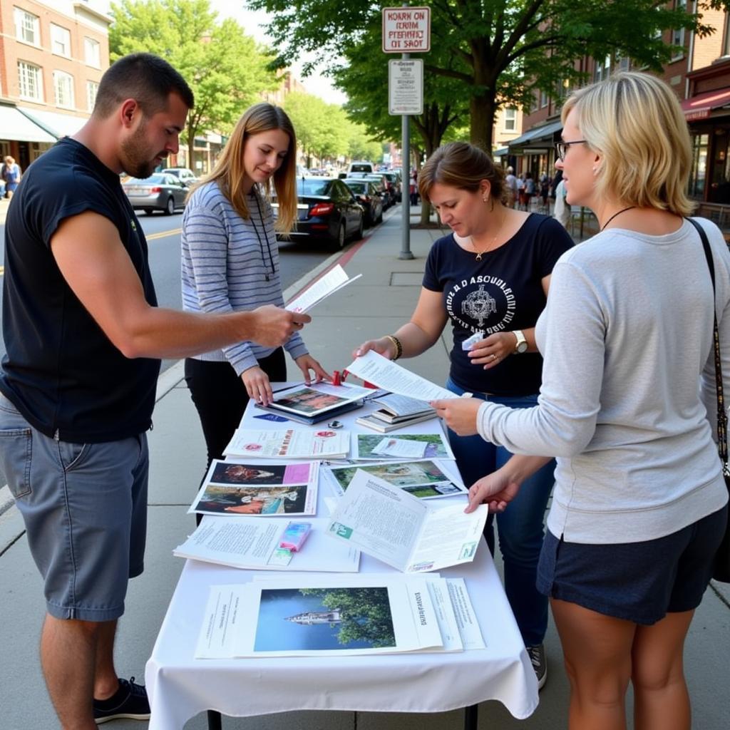 Visitors at the information booth of Roanoke Sidewalk Art Show