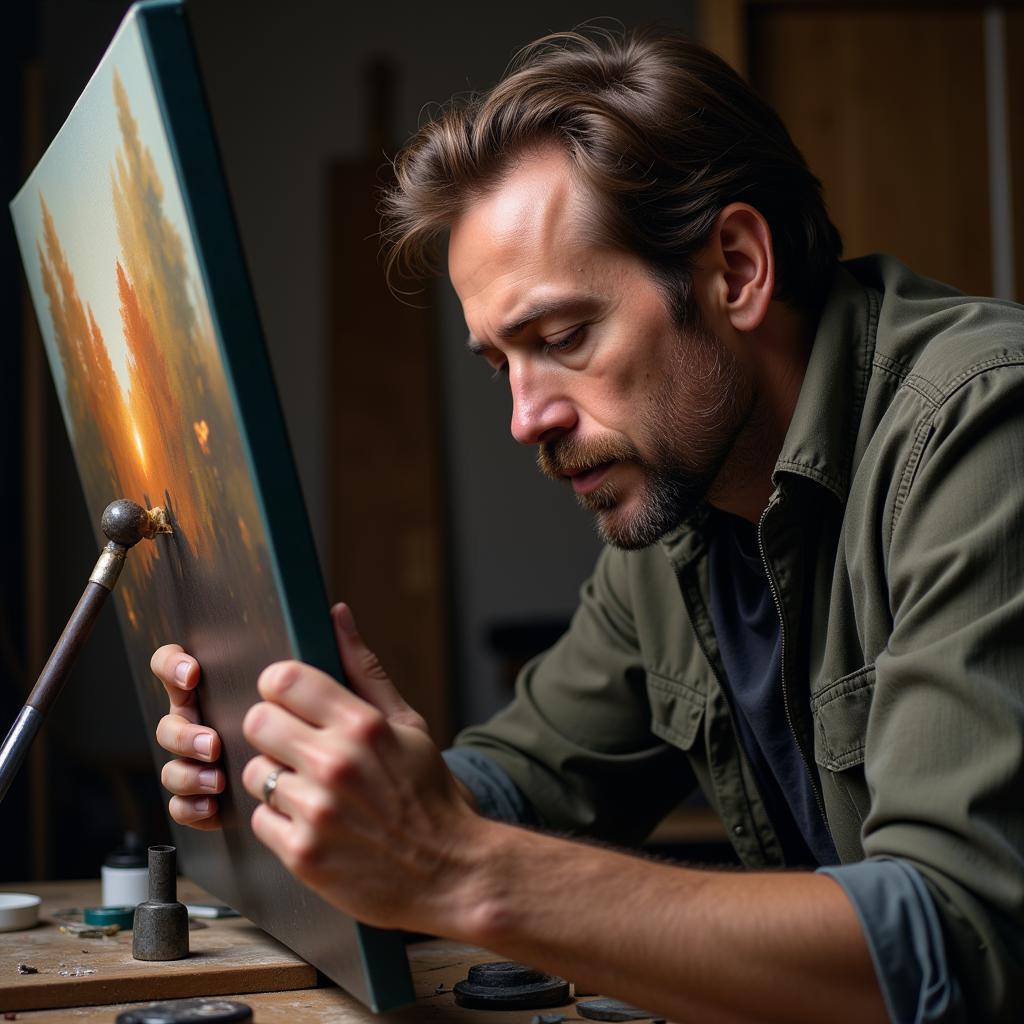 Robert Douglas Hunter working on a digital painting