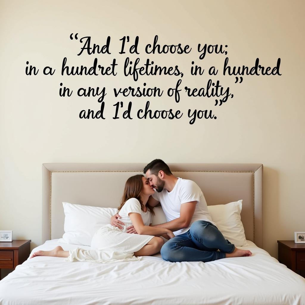 Romantic wall art sticker quotes above bed