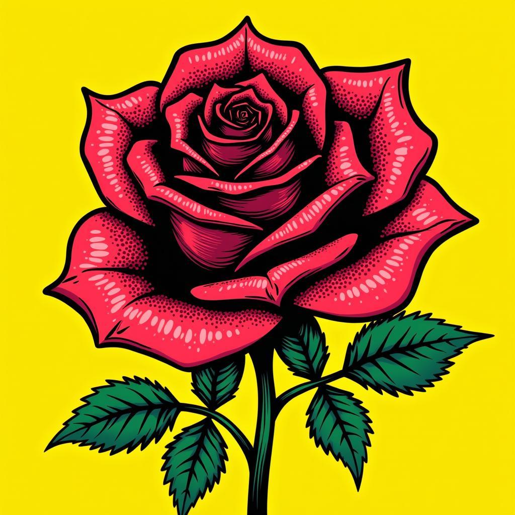 Digital Rose Pop Art Creation