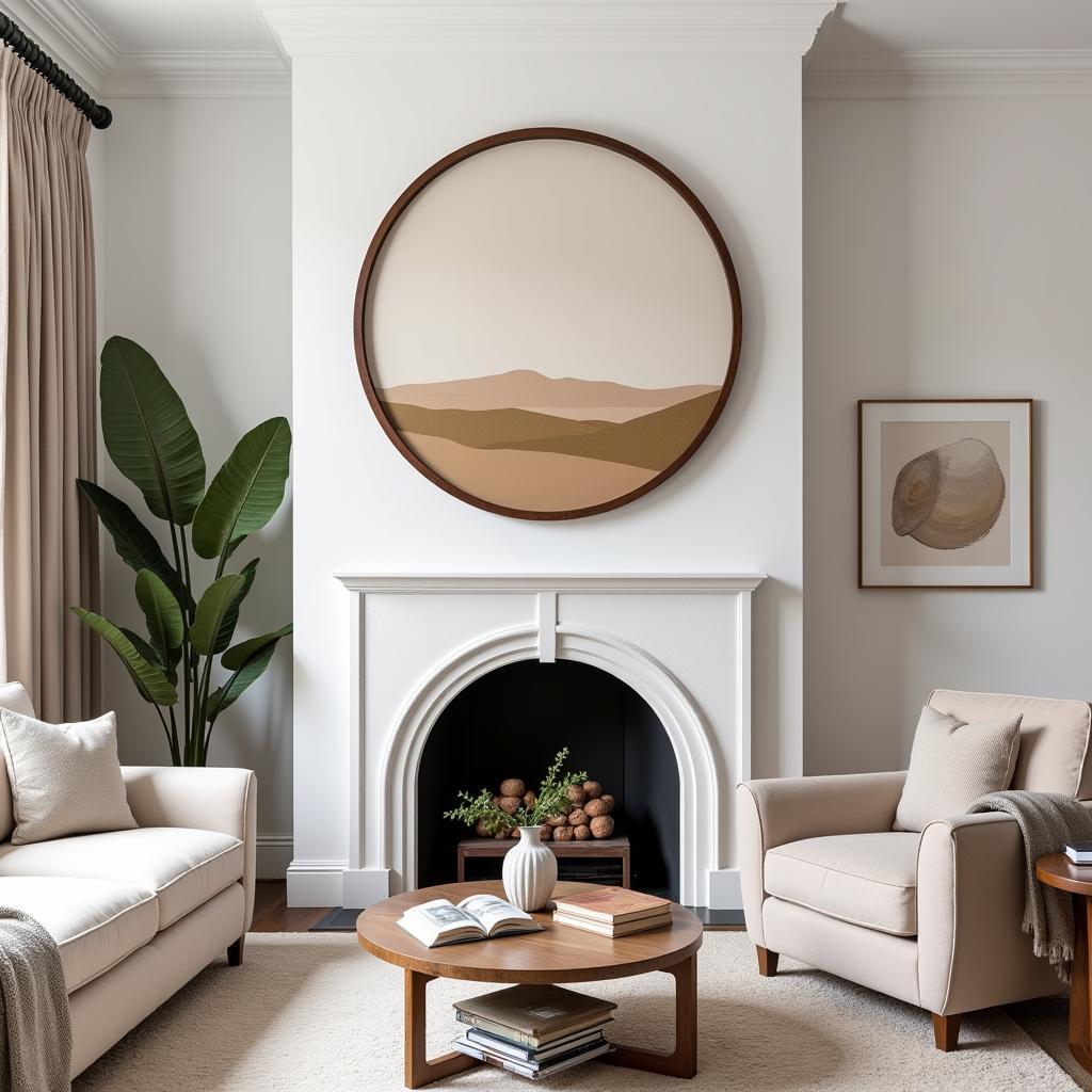 Round Frame Art in a Living Room Setting