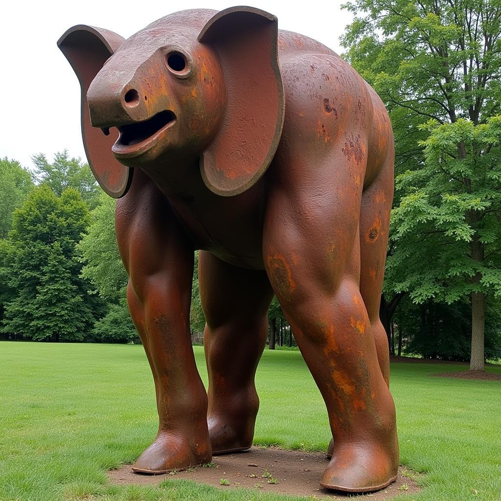 Large-Scale Rusted Metal Sculpture